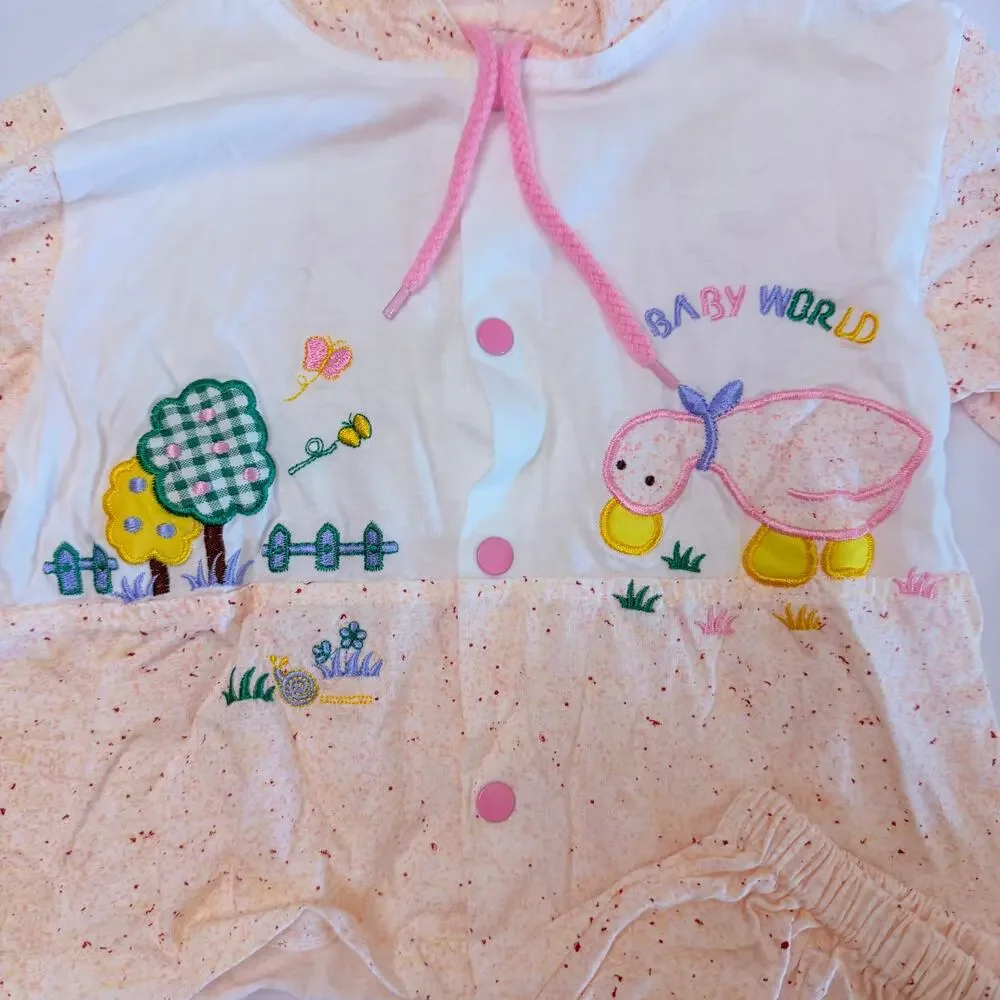 Vintage 80s Baby World Patchwork Embroidered 2pc Outfit Sz 24mo / 2T